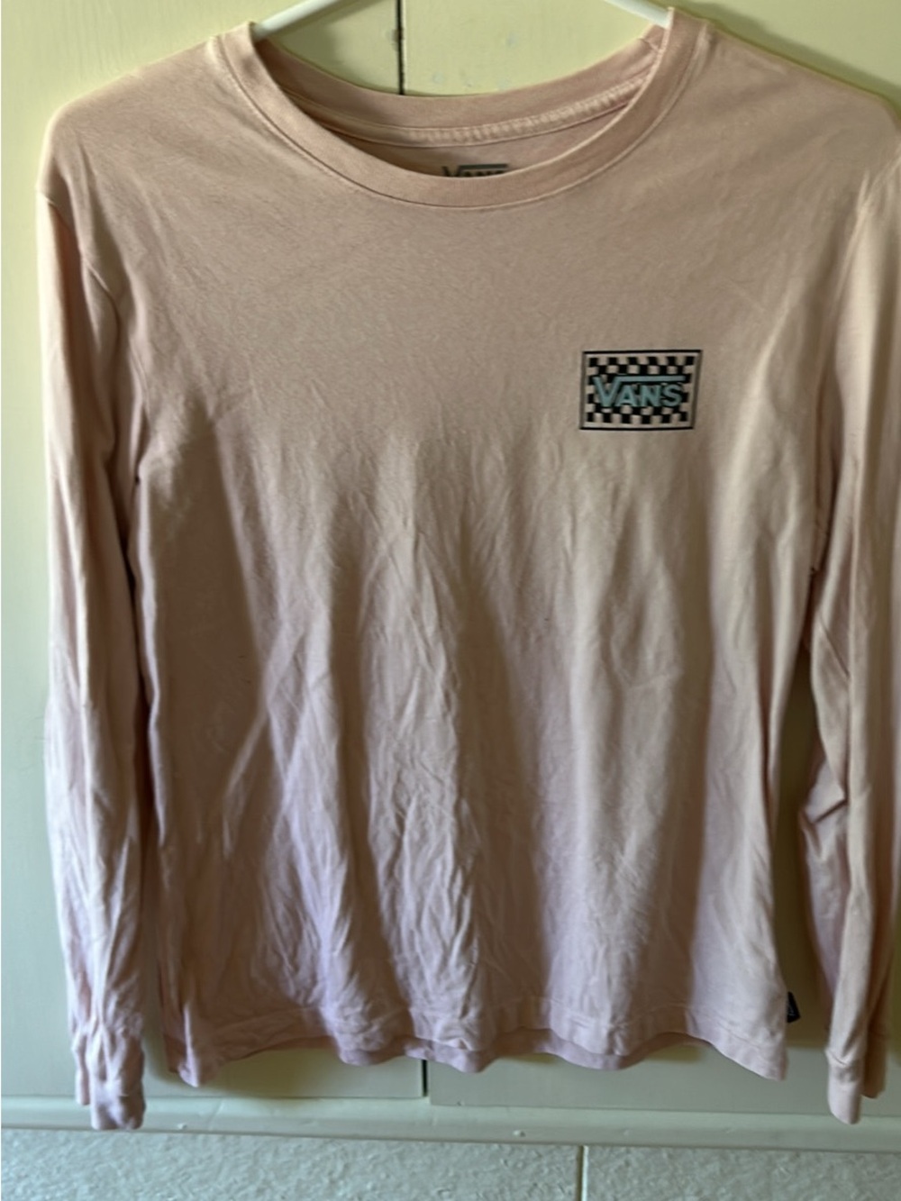 Vans Pink Long Sleeve Tee with Checker Logo